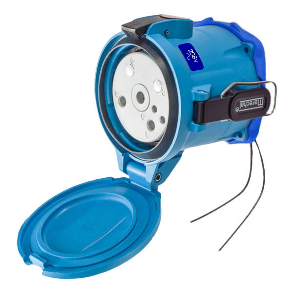 33-94162-262 - DS100 RECEPTACLE POLY BLUE SIZE 5 TYPE 3R 3P+G 100A 208 VAC 60 Hz +2 AUX